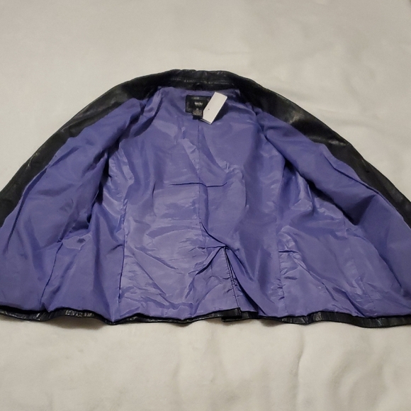 Mossimo Black Real Leather Jacket with Purple Lining - Picture 4 of 8